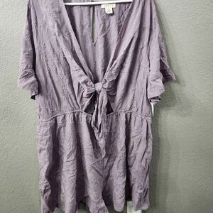 3X Torrid "Festi" Lavender Tie-Front Romper